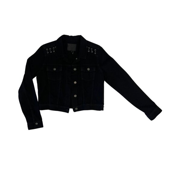 PAIGE Jackets & Blazers - Black PAIGE cropped denim jacket with lace up detail